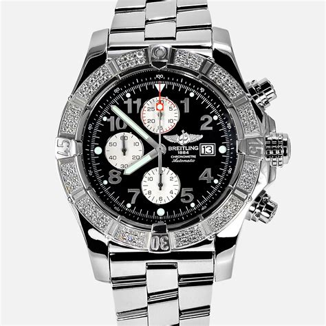 breitling super avenger mens stainless steel bracelet watch|Breitling super avenger bezel.